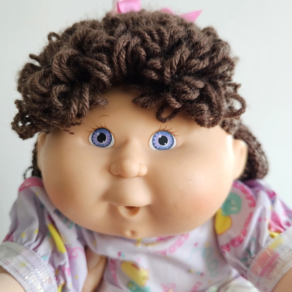 Rare 1990 First Edition Hasbro Cabbage Patch Curly Blue Eye Birthday Party Doll - Picture 6 of 16
